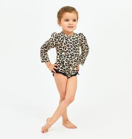 Posh Peanut Lana Leopard - Ruffled Rash Guard Swimsuit