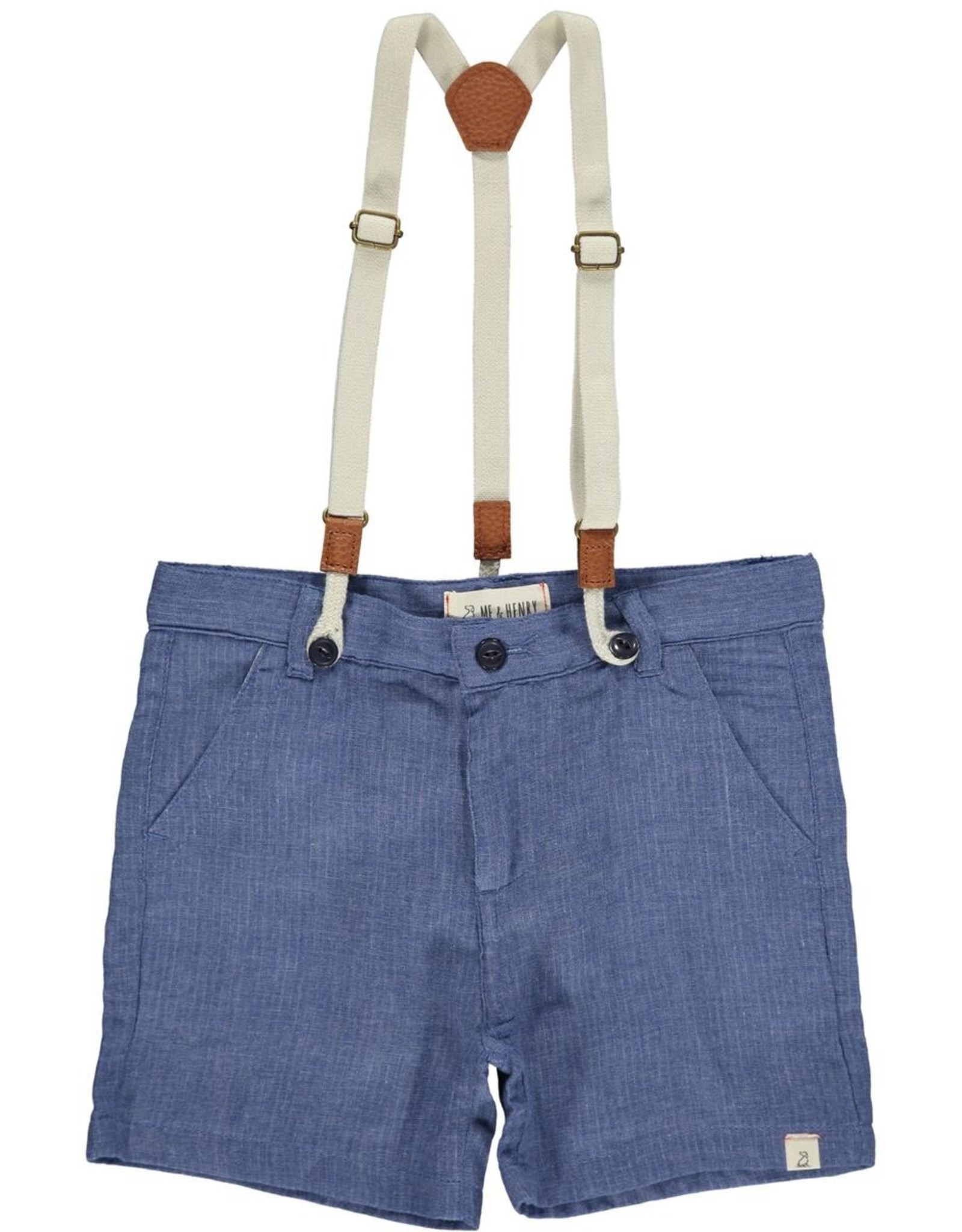 Me & Henry CAPTAIN Shorts w/ Suspenders Blue Gauze