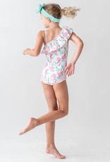 RuffleButts Vibrant Flamingo One Shoulder Ruffle Swimsuit