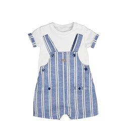 Mayoral Baby Striped Denim Overalls Set