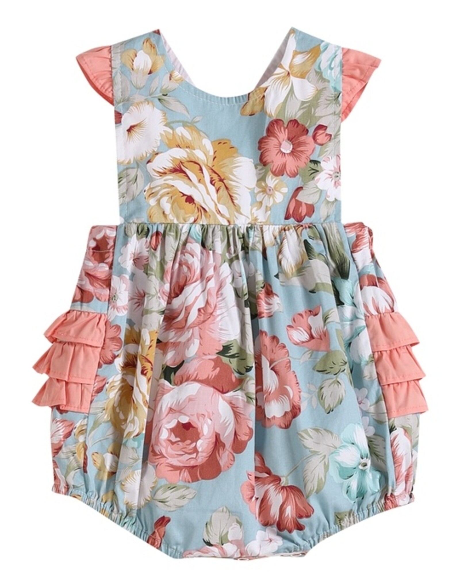 Floral Print Ruffle Baby Romper