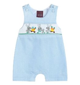 Blue Striped Seersucker Bunnies Romper