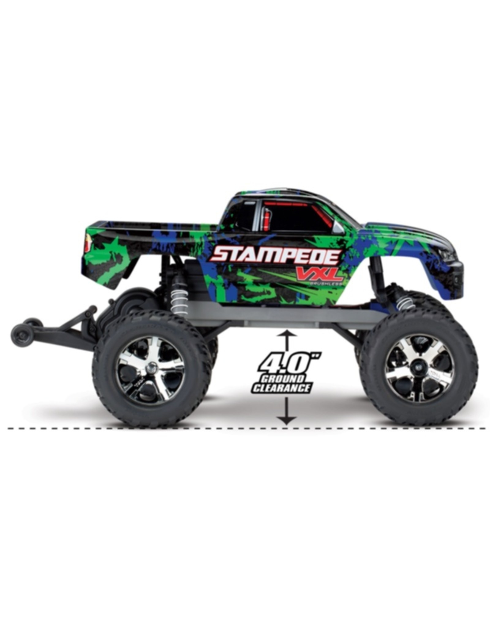 Traxxas TRA36076-4 GREEN Stampede VXL 1:10 Scale 2wd Monster Truck