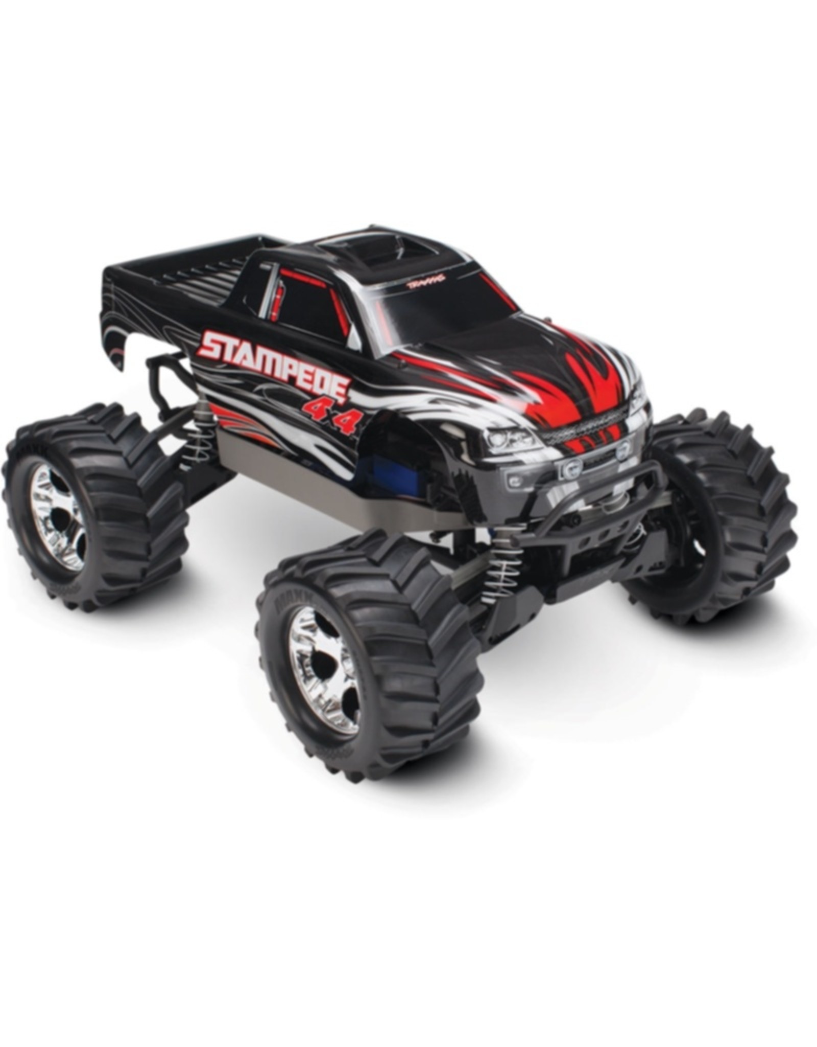 Traxxas TRA67054-1 BLK STAMPEDE 4X4 BRUSHED, Stampede® 4X4 : 1/10-scale 4WD Monster Truck. Ready-To-Race® with TQ 2.4GHz radio system and XL-5 ESC (fwd/rev). Includes: 7-Cell NiMH 3000mAh Traxxas® batte