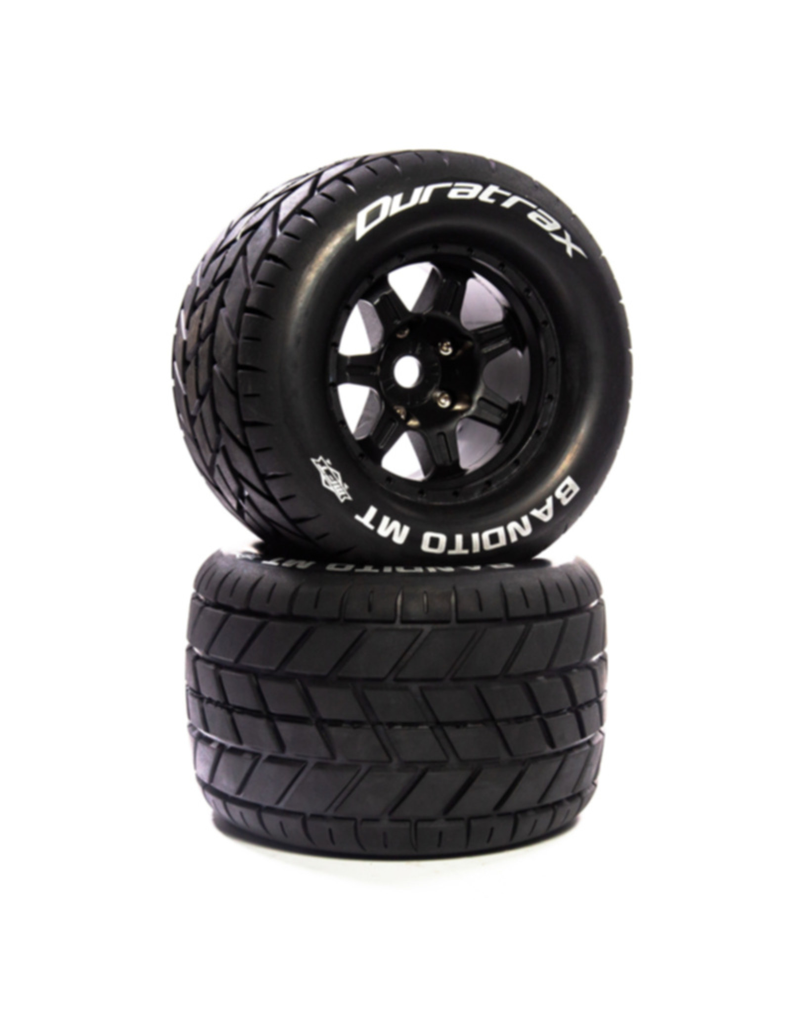 Duratrax DTXC5628  Bandito MT Belt 3.8" Mounted Front/Rear Tires .5 Offset 17mm, Black (2)