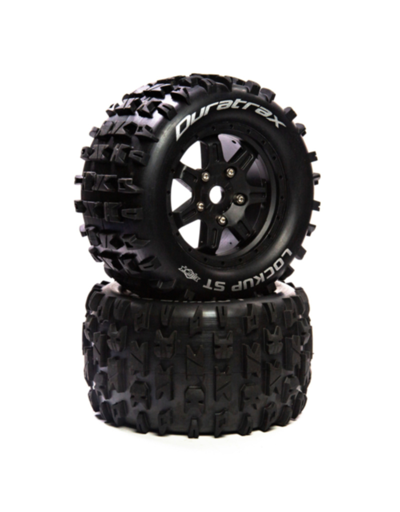 Duratrax DTXC5614  Lockup ST Belt 3.8" Mounted Front/Rear Tires 0 Offset 17mm, Black (2)