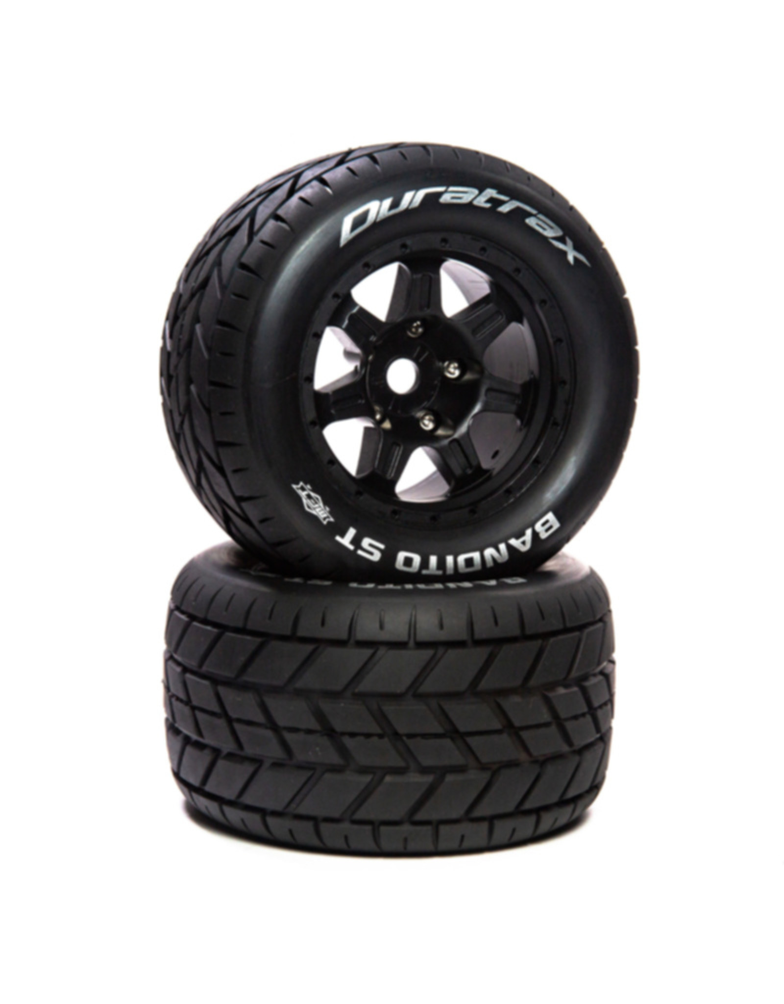 Duratrax DTXC5612  Bandito ST Belt 3.8" Mounted Front/Rear Tires .5 Offset 17mm, Black (2)