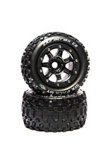 Duratrax DTXC5605  SixPack MT Belt 2.8" Mounted Front/Rear Tires .5 Offset 17mm, Black Chrome (2)