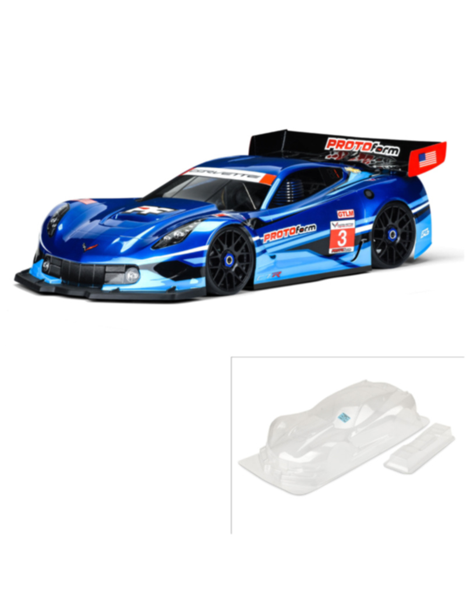 Protoform PRM155140 1/8 Corvette C7.R Clear Body :GT, Short Wheelbase