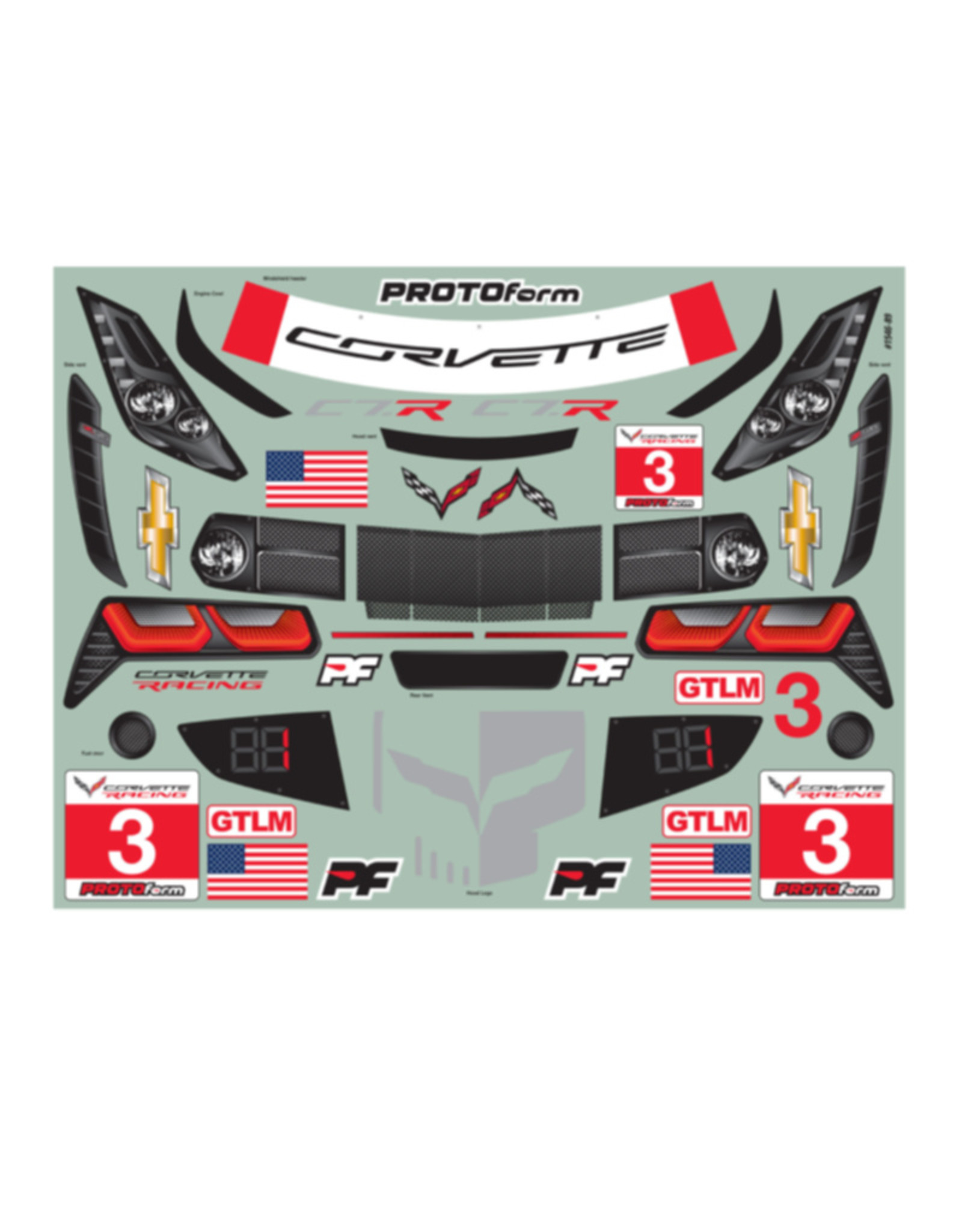 Protoform PRM154640 1/8 Chevrolet Corvette C7.R Clear Body:GT,Long WB