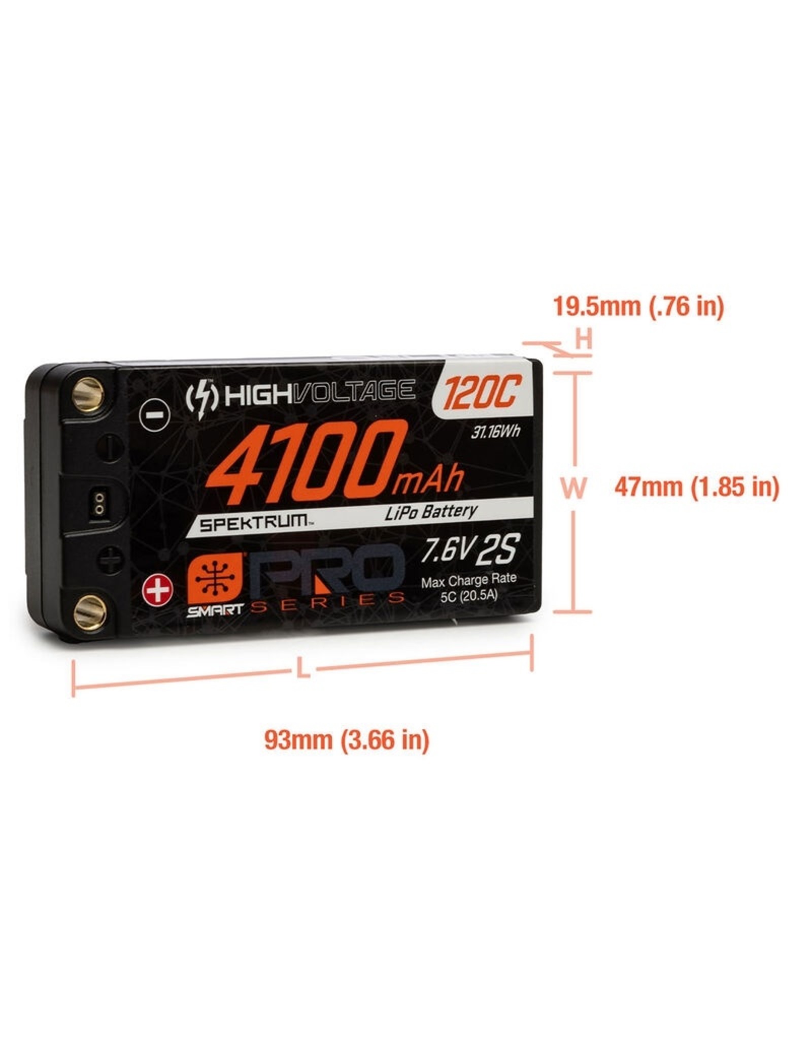 spektrum SPMX412S120HT  7.6V 4100mAh 2S 120C Smart Pro Race Shorty Hardcase LiHV Battery: Tubes, 5mm