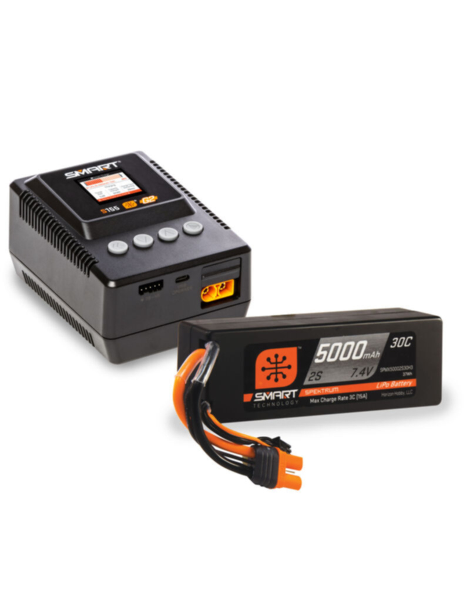 spektrum SPMXBCB2 Smart 2S G1 LiPo Battery & S155 Charger Bundle