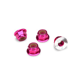 Traxxas TRA1747P Nuts Flanged Nylon Locking Alum 4mm Pink (4)