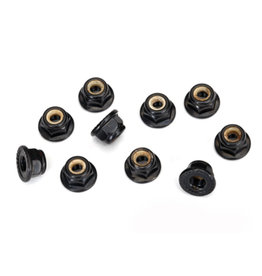 Traxxas TRA8347 Nuts, 4mm flanged nylon locking, serrated (black) (10)