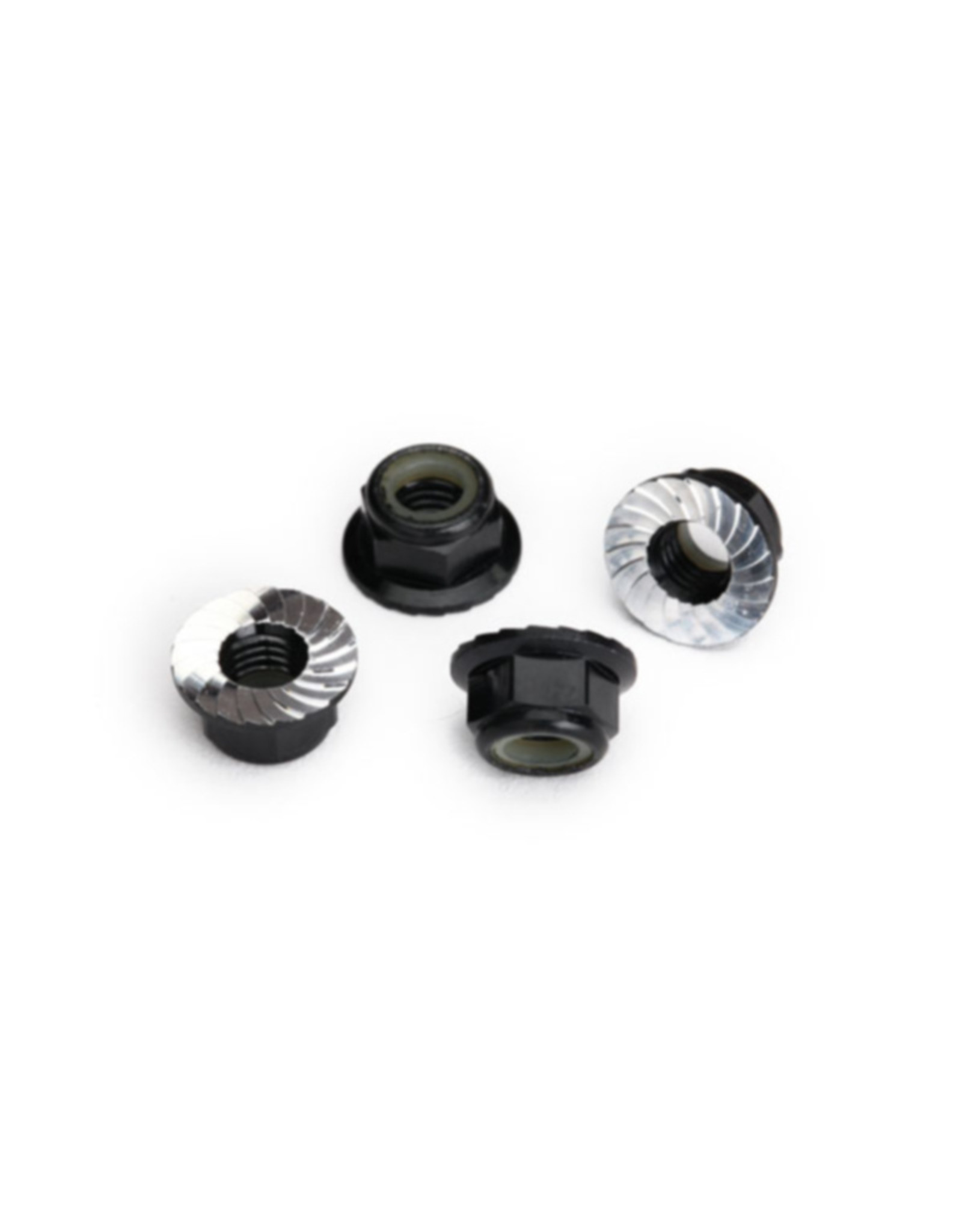 Traxxas TRA8447A Nuts, 5mm flanged nylon locking (aluminum, black-anodized, serrated) (4)