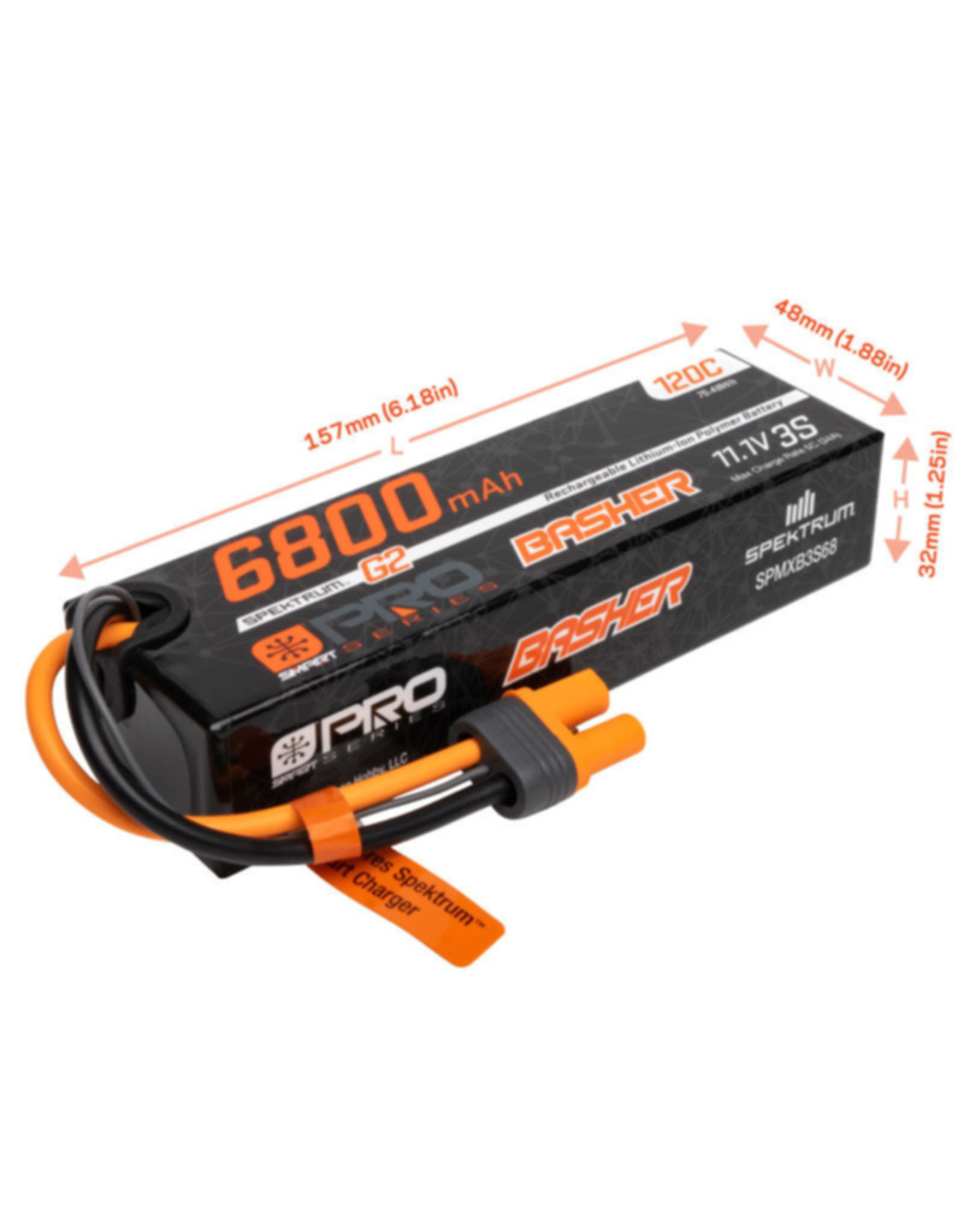 spektrum SPMXB3S68 6800mAh 3S 11.1V Smart Pro Basher LiPo 120C; IC5