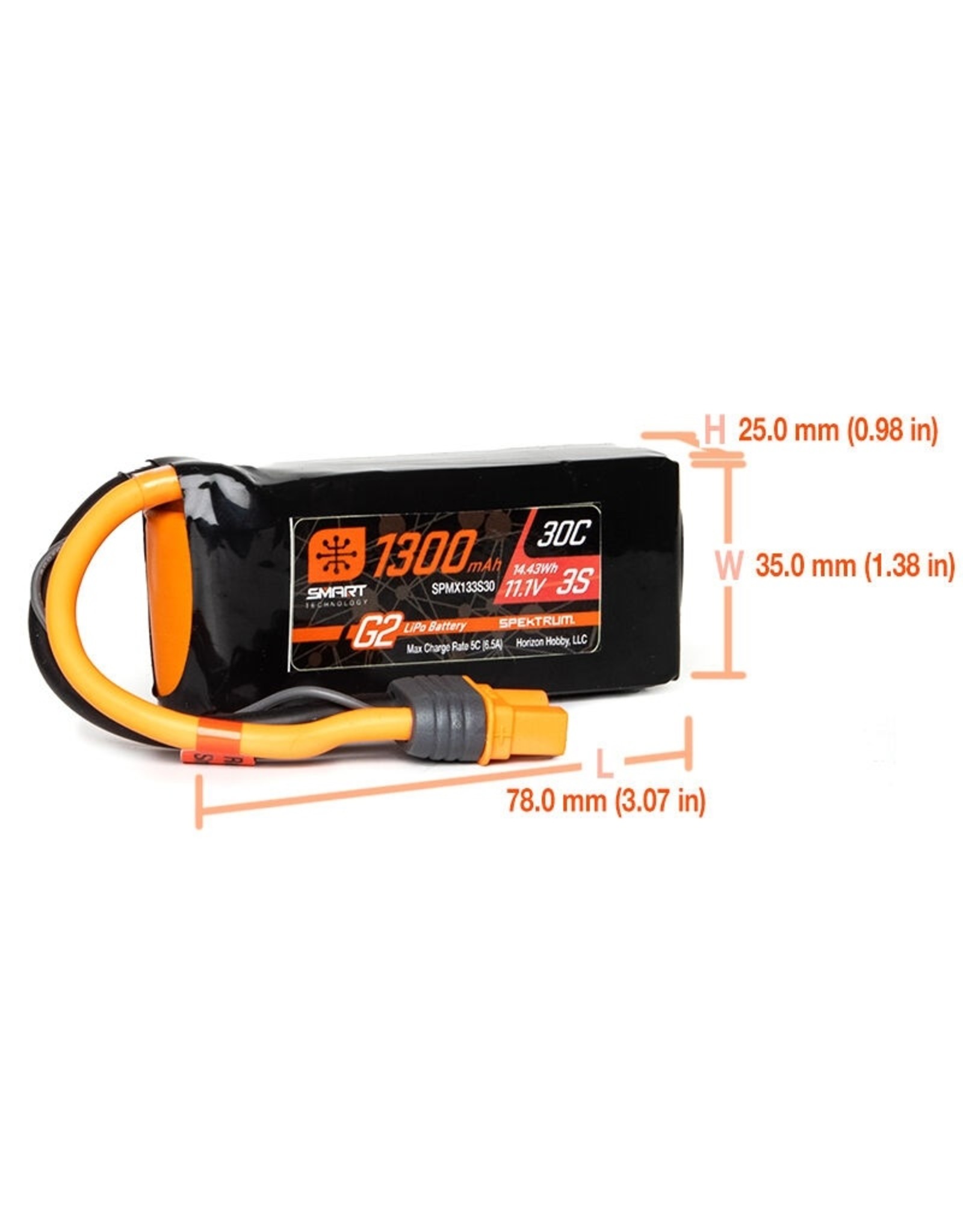 spektrum SPMX133S30 1300mAh 3S 11.1V Smart G2 LiPo 30C; IC3