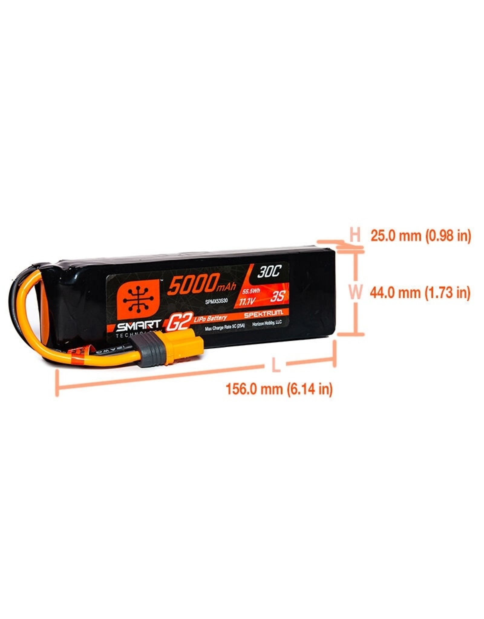 spektrum SPMX53S30		5000mAh 3S 11.1V Smart G2 LiPo 30C; IC5 Soft Case