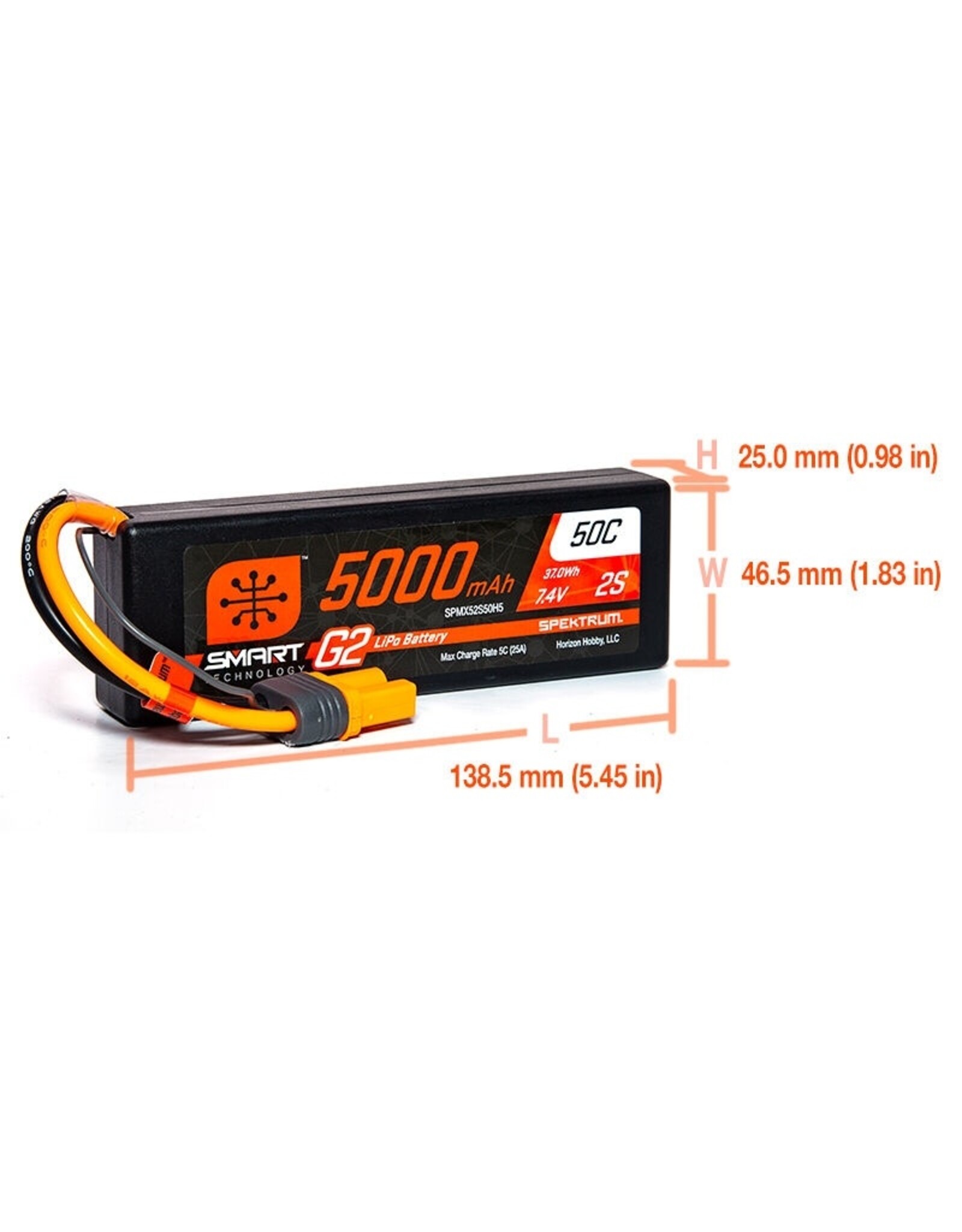 spektrum SPMX52S50H5		5000mAh 2S 7.4V Smart G2 LiPo 50C Hard Case; IC5