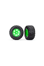 TRA7772G Tires & wheels, assembled, glued (X-Maxx green wheels, Maxx AT tires, foam inserts) (left & right) (2)