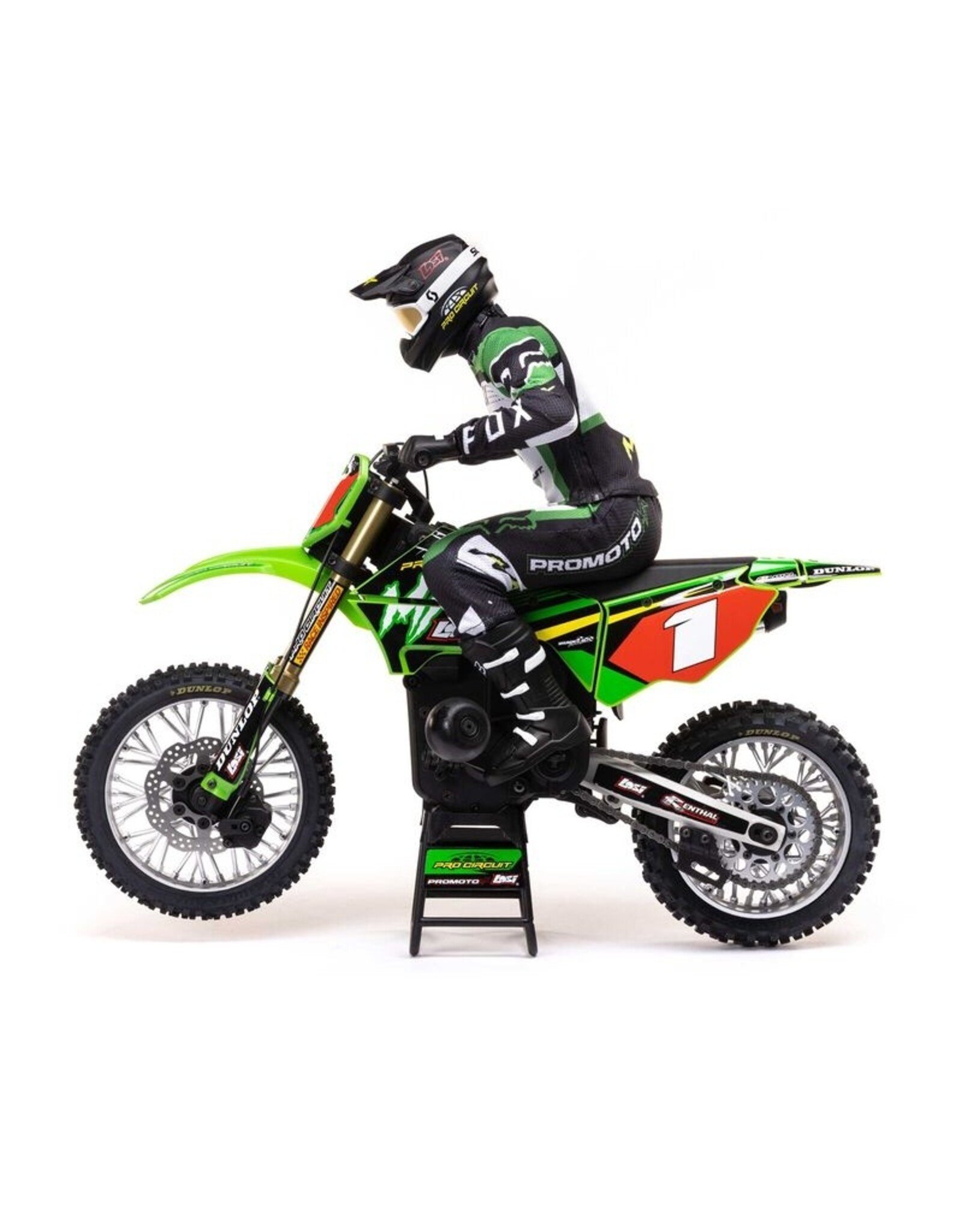 Losi LOS06002 Promoto-MX 1/4 Motorcycle RTR Combo, Pro Circuit Green