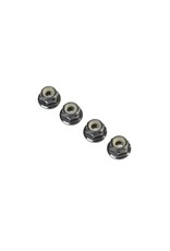 team losi racing TLR236009 Black Alum Flanged Locknut, M4 x 0.7mm x 7mm (4)