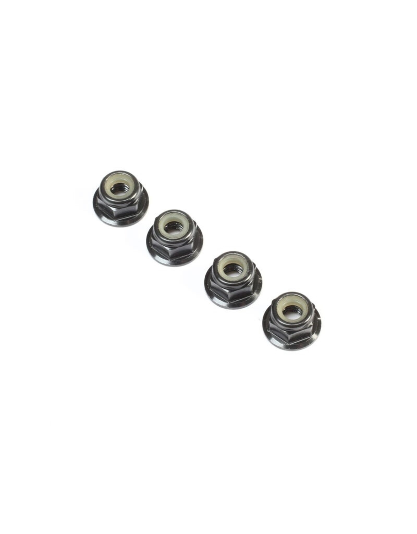 team losi racing TLR236009 Black Alum Flanged Locknut, M4 x 0.7mm x 7mm (4)