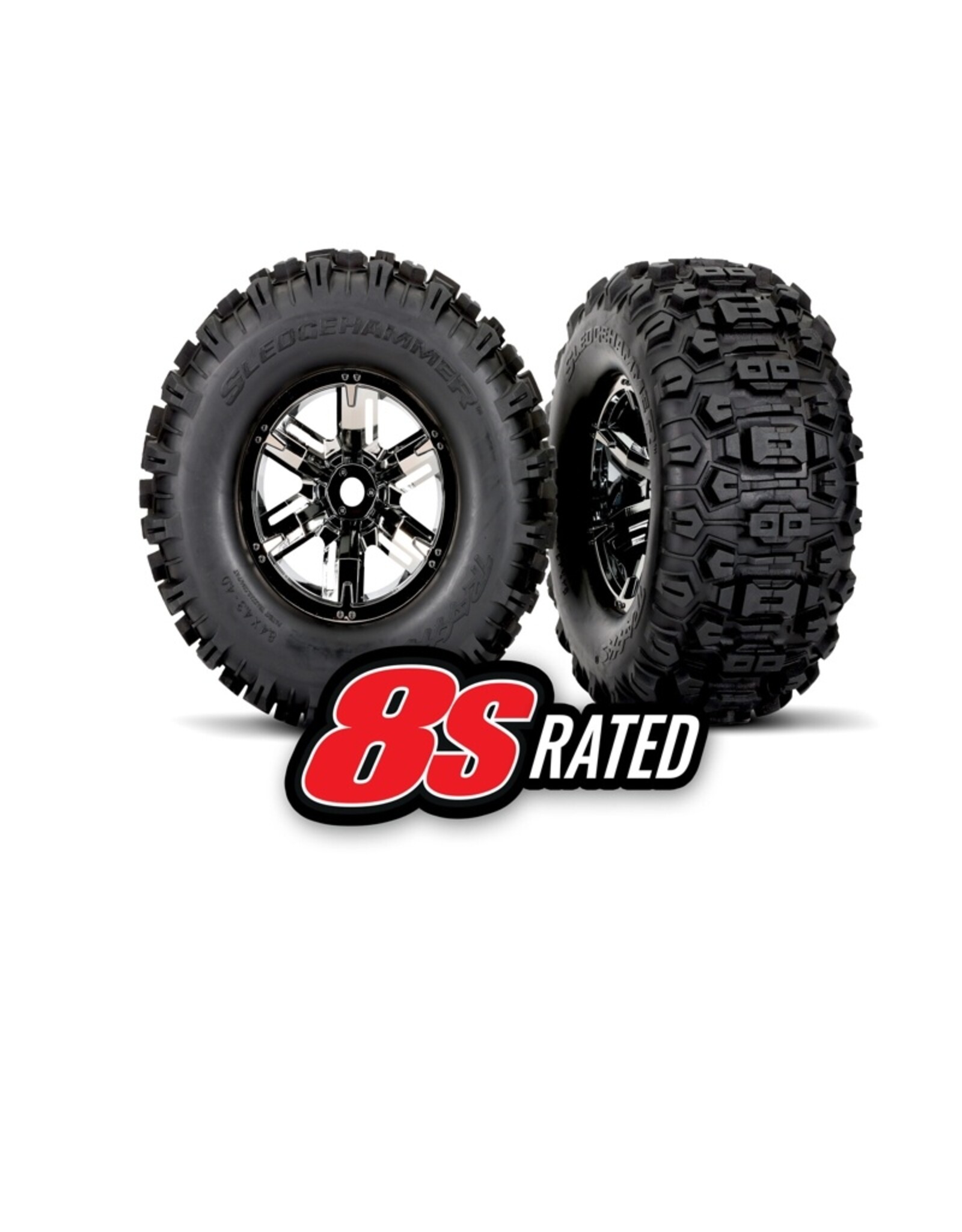 Traxxas TRA7774A T&W BLK CHRM WHL SLDHMR TIRE L&R