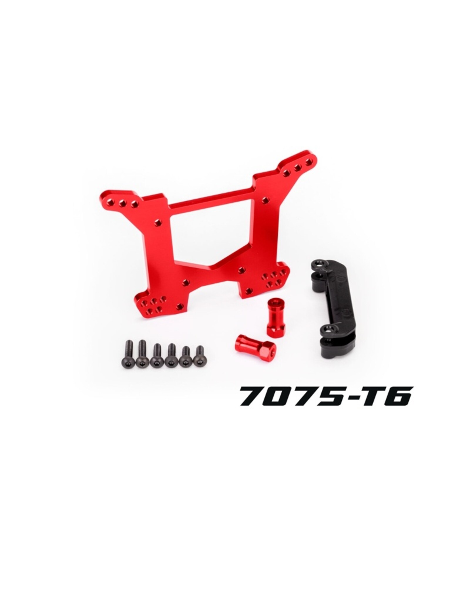 Traxxas TRA6738R - Shock tower, rear, 7075-T6 aluminum (red-anodized) (1)/ body mount bracket (1)