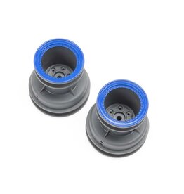 Losi LOS41046 MT Wheel, Blue Beadlock, Lt Grey(2): Mini LMT