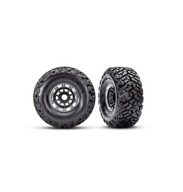 Traxxas TRA10272-Blk  T&W WHL BLK STN MAXX SC TIRES (L&R)