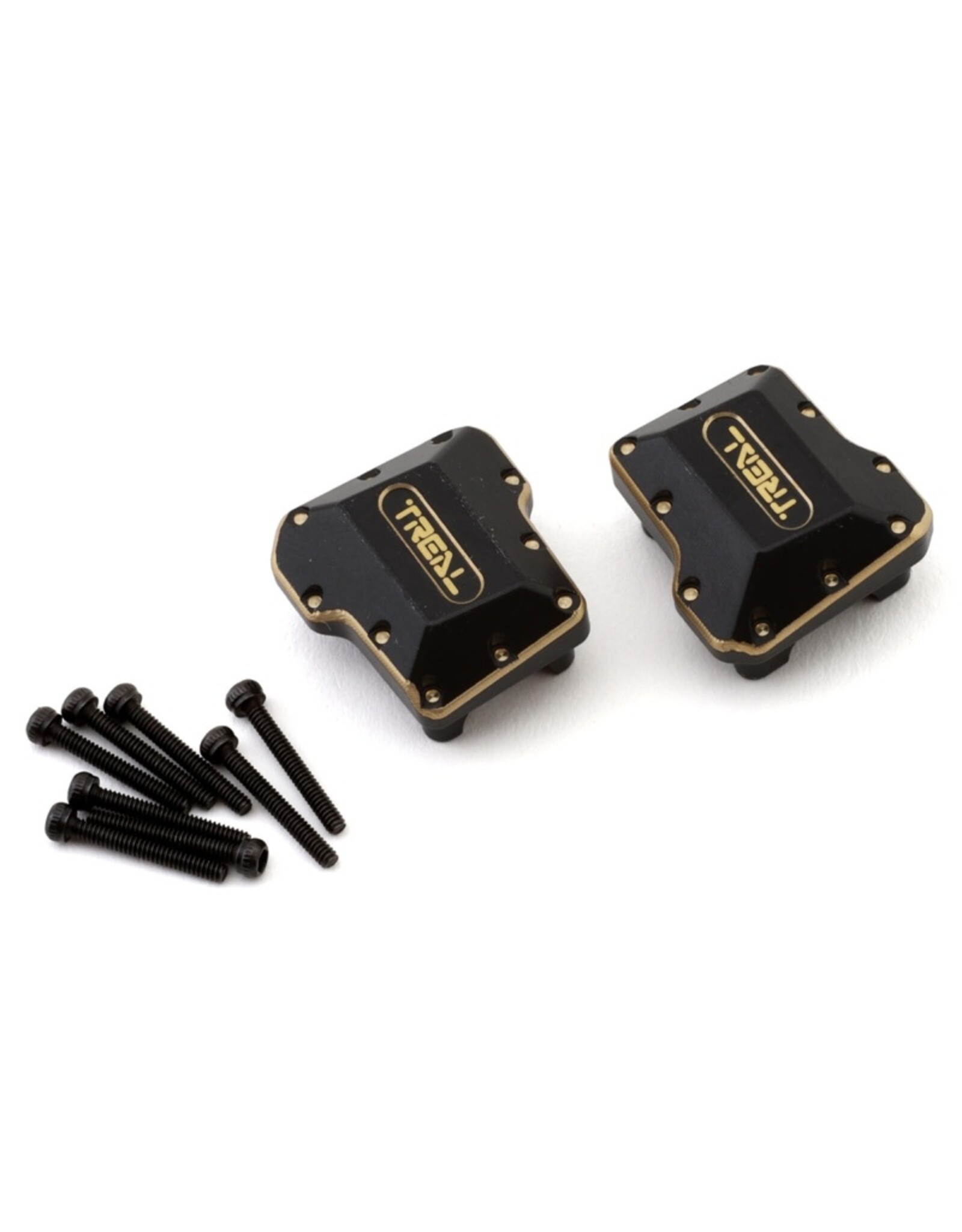 treal TLHTTRX-4M-04 TRX-4M Brass Axle Differential Covers (Black) (2) (15.8g)