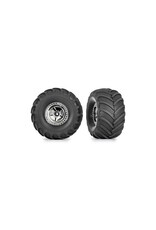 Traxxas TRA9867 Tires & wheels, assembled (chrome 1.2" wheels, Terra Groove 3.0x1.0" tires) (2)