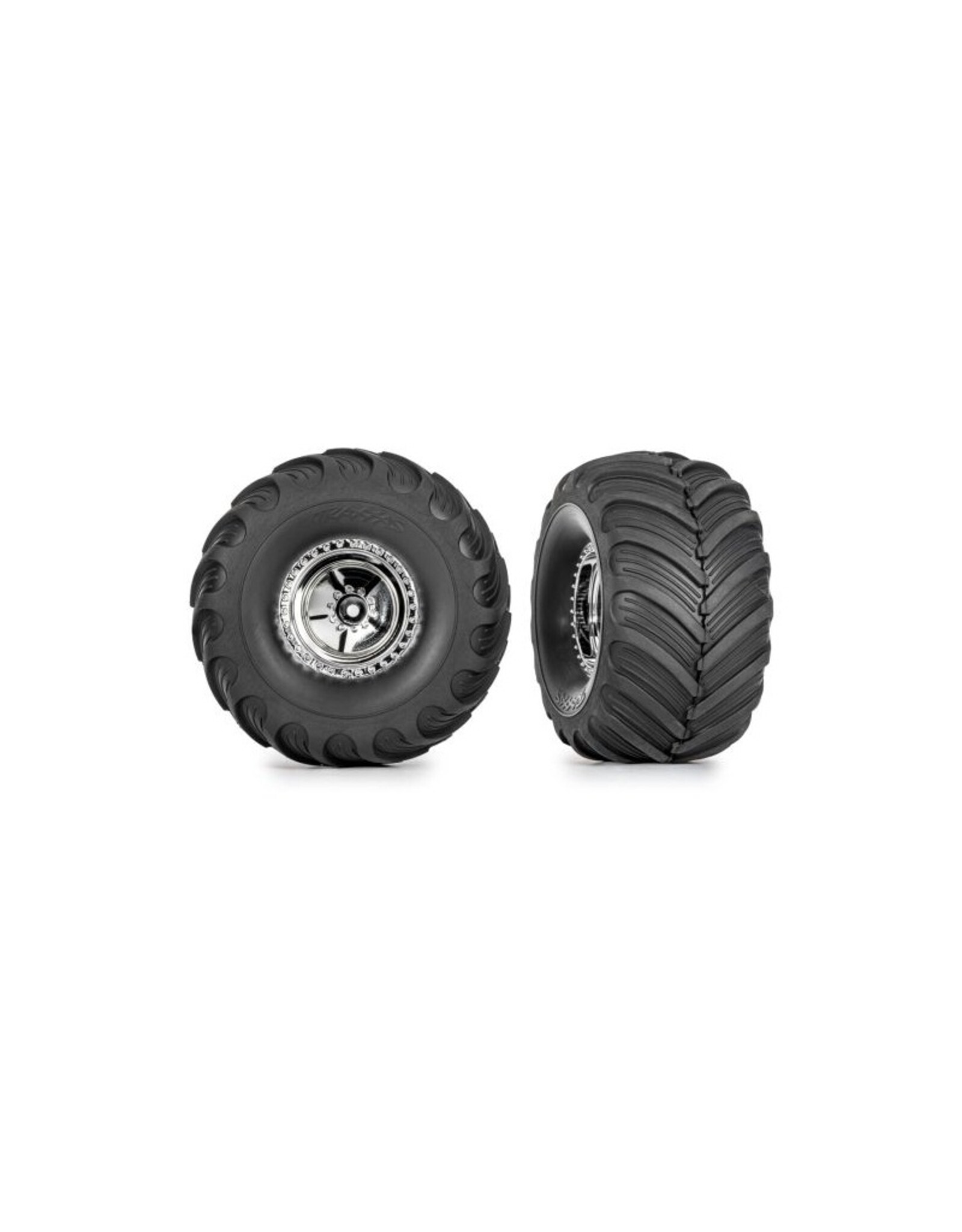 Traxxas TRA9867 Tires & wheels, assembled (chrome 1.2" wheels, Terra Groove 3.0x1.0" tires) (2)