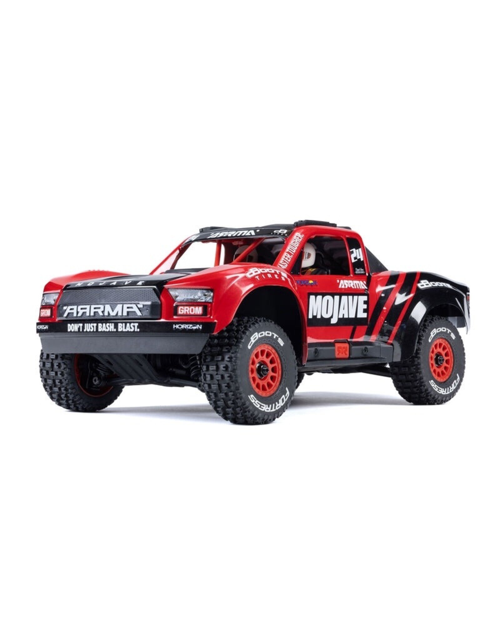 Arrma ARA2104T1 MOJAVE GROM MEGA 380 Brushed 4X4 Small Scale Desert Truck RTR with Battery & Charger, Red/Black