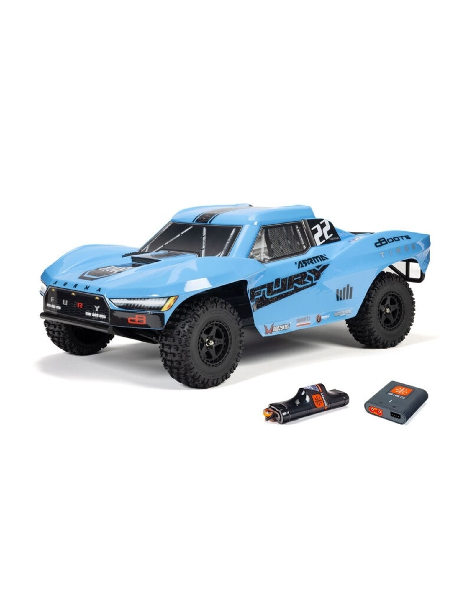 Arrma ARA3221ST2 1/10 FURY MEGA 550 2WD Short Course Truck RTR Batt/charger, Blue