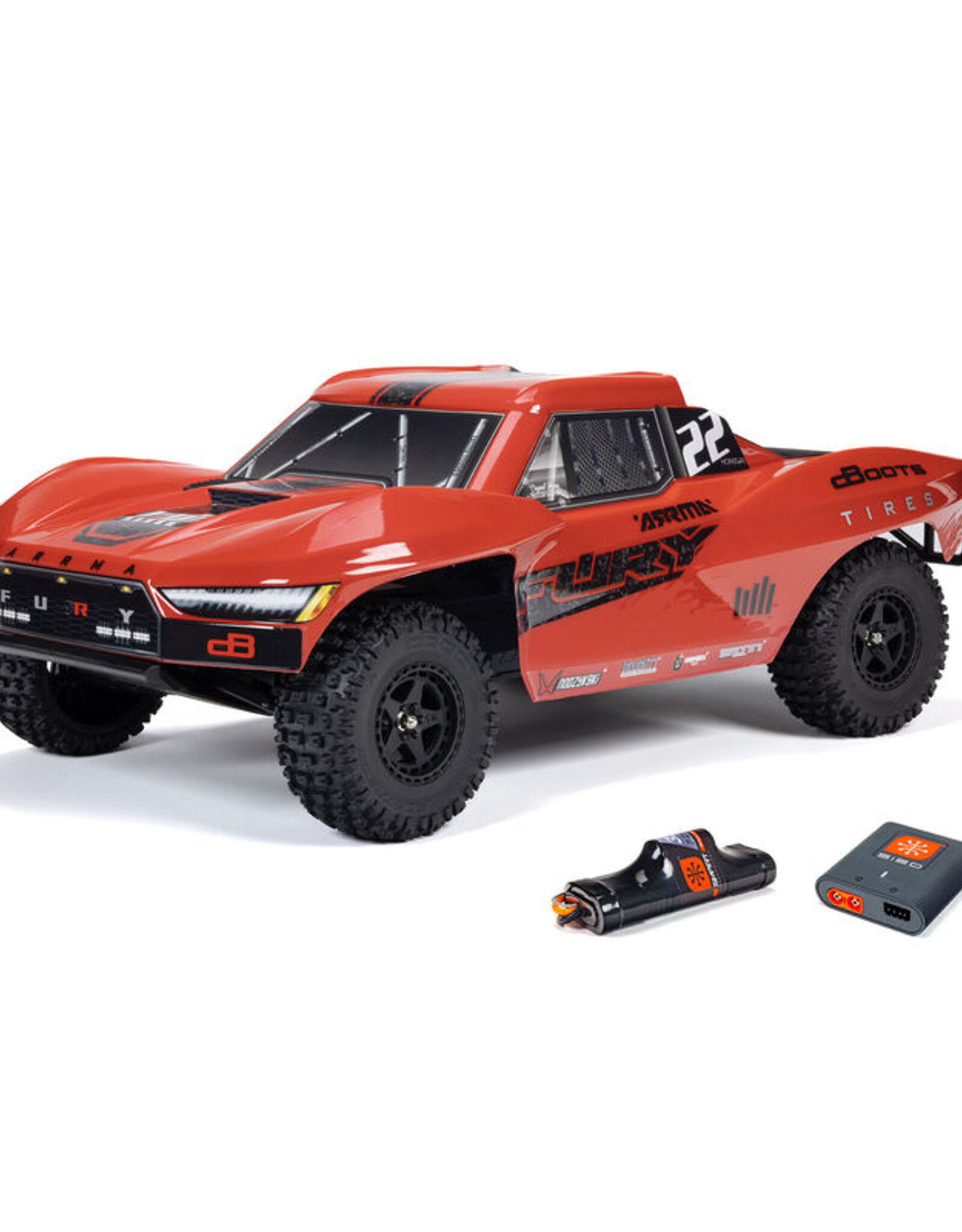 Arrma ARA3221ST1  1/10 FURY MEGA 550 2WD Short Course Truck RTR Batt/Charger, Red