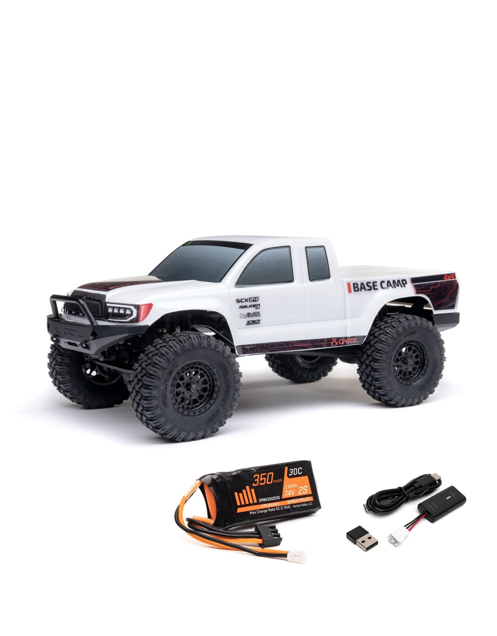 Axial AXI-1219T1 1/24 SCX24 Base Camp 4WD Rock Crawler Brushed RTR with Battery & Charger, White