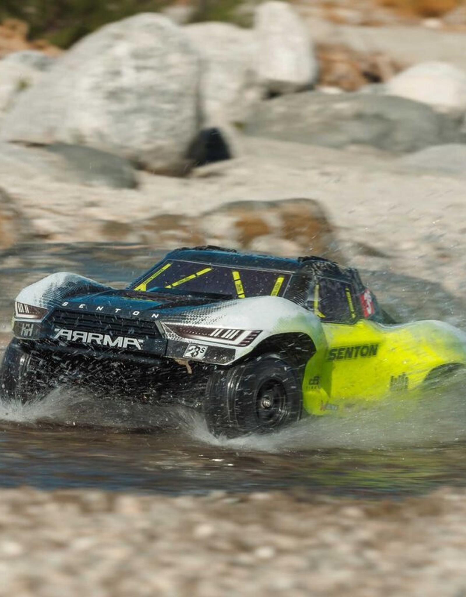 Arrma ARA4303V4T1 1/10 SENTON 223S BLX Brushless 4X4 Short Course Truck RTR with DSC, Yellow