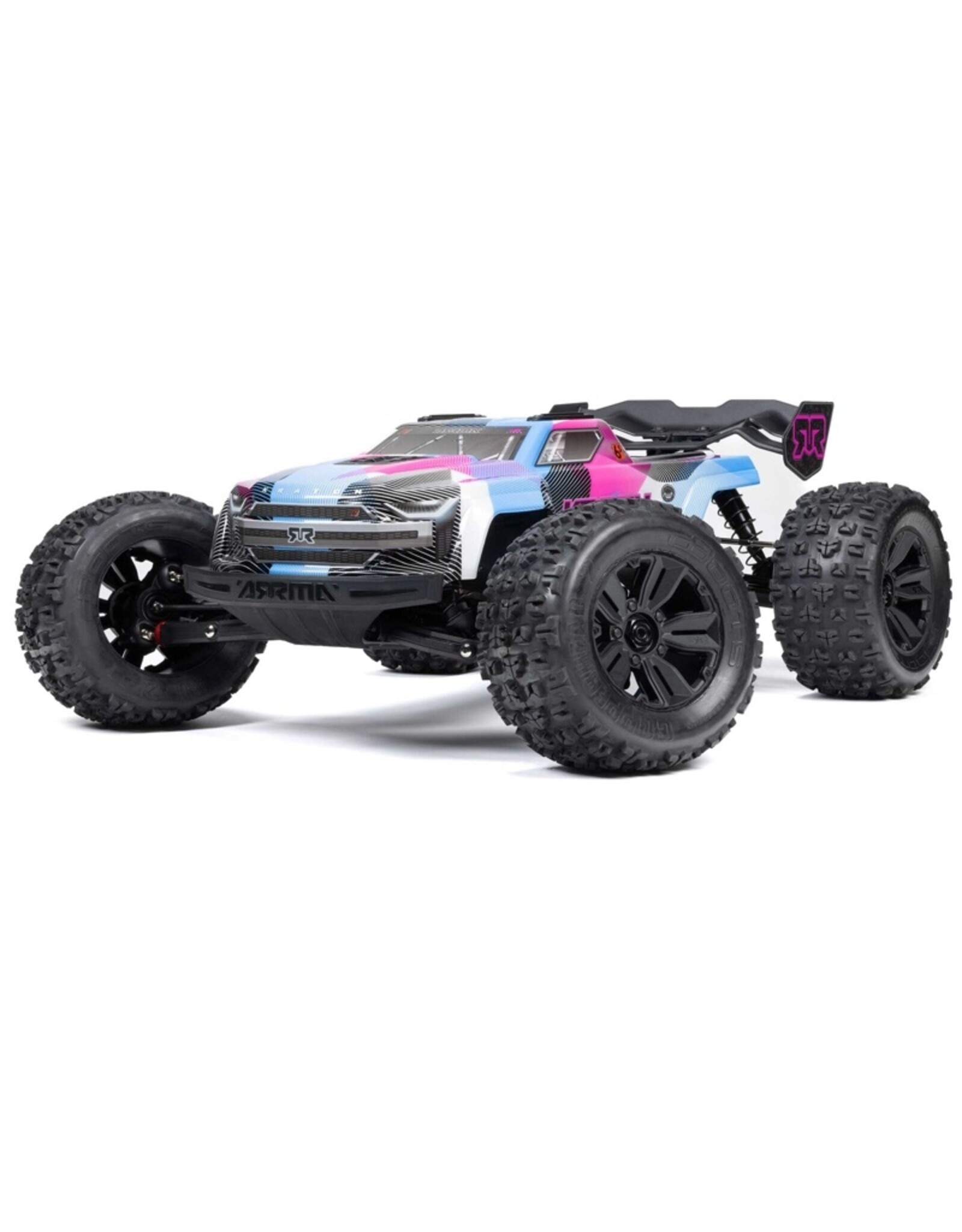 Arrma ARA8608V6T2 1/8 KRATON 6S V6 4X4 BLX Brushless Speed Monster Truck RTR, Blue/Pink