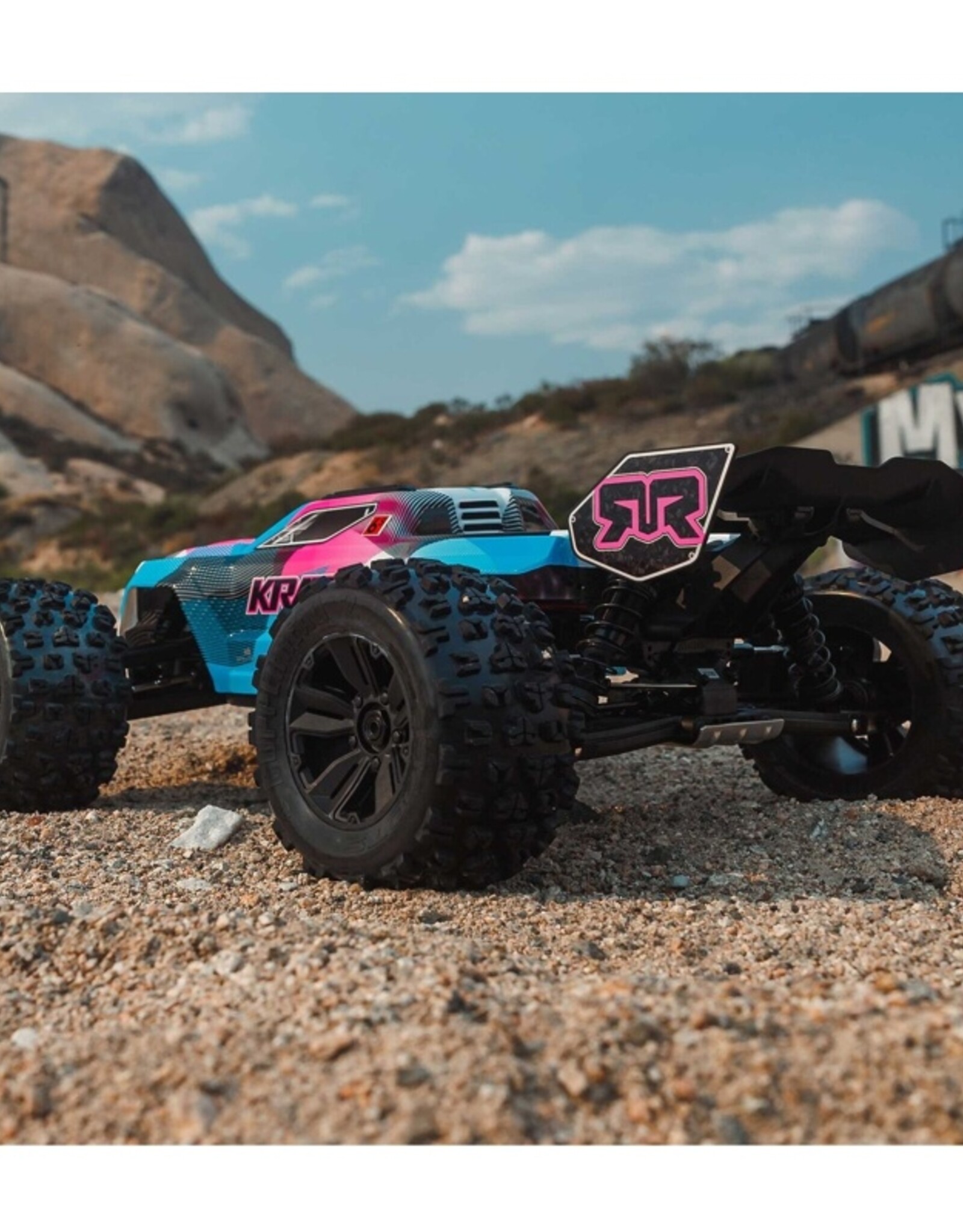 Arrma ARA8608V6T2 1/8 KRATON 6S V6 4X4 BLX Brushless Speed Monster Truck RTR, Blue/Pink