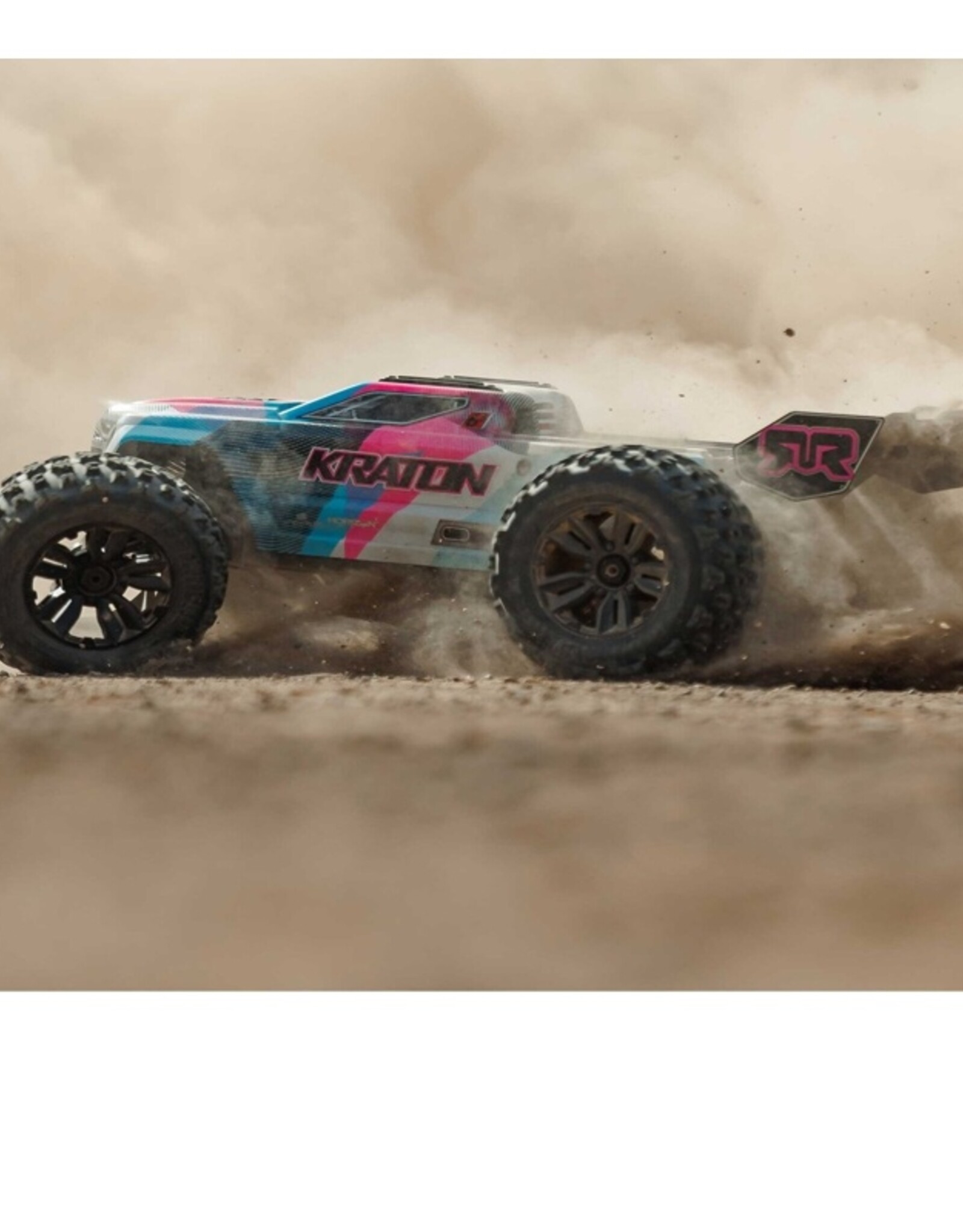 Arrma ARA8608V6T2 1/8 KRATON 6S V6 4X4 BLX Brushless Speed Monster Truck RTR, Blue/Pink