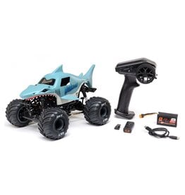 Losi LOS01026T3 1/18 Mini LMT Megalodon 2S 4X4 RTR Brushed Monster Truck, Blue