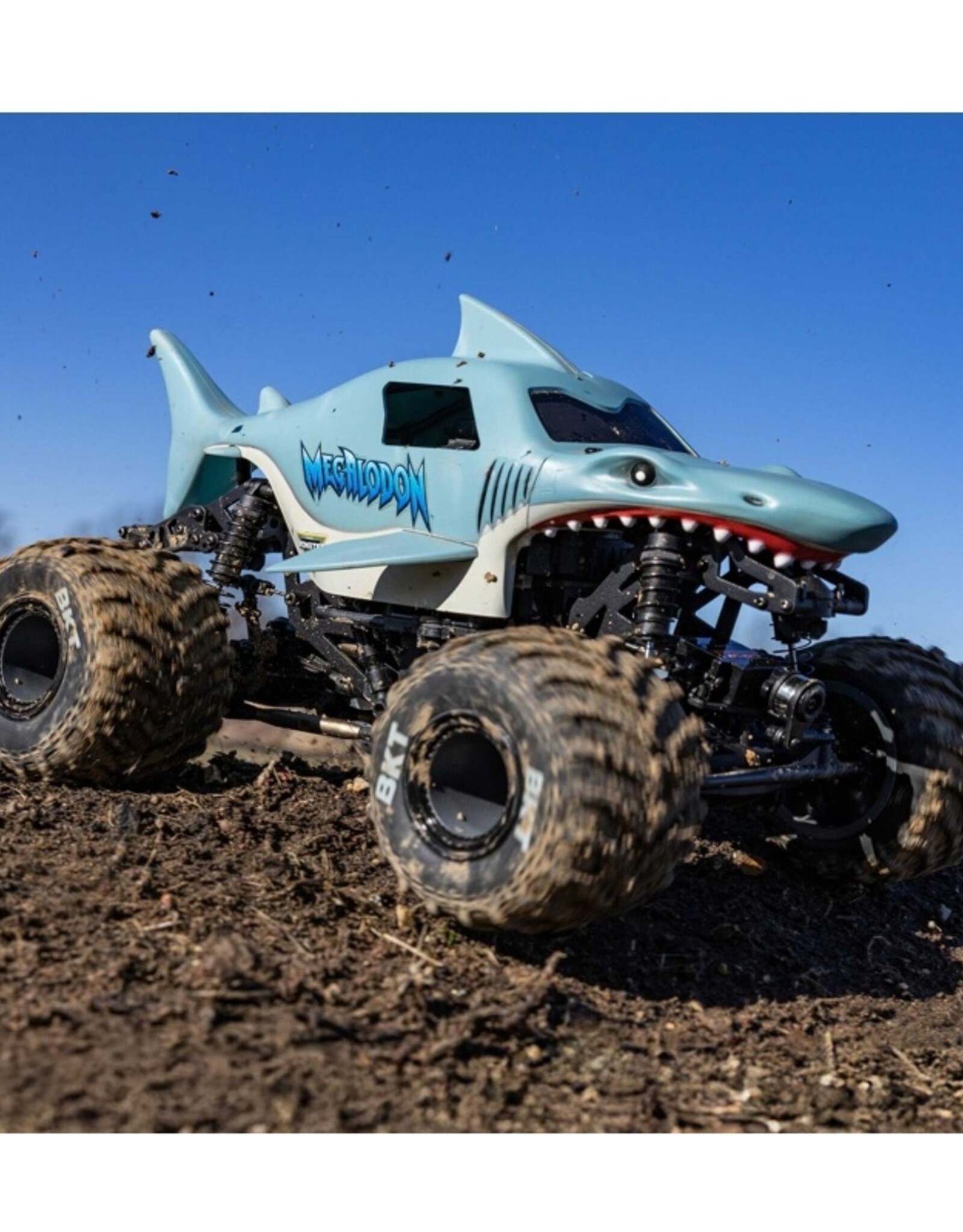 Losi LOS01026T3 1/18 Mini LMT Megalodon 2S 4X4 RTR Brushed Monster Truck, Blue