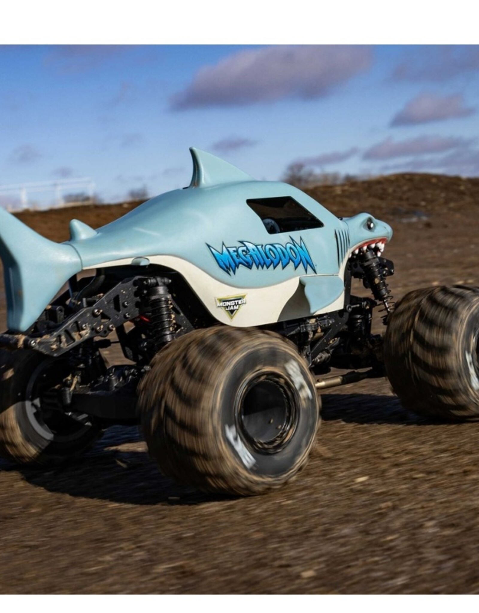 Losi LOS01026T3 1/18 Mini LMT Megalodon 2S 4X4 RTR Brushed Monster Truck, Blue