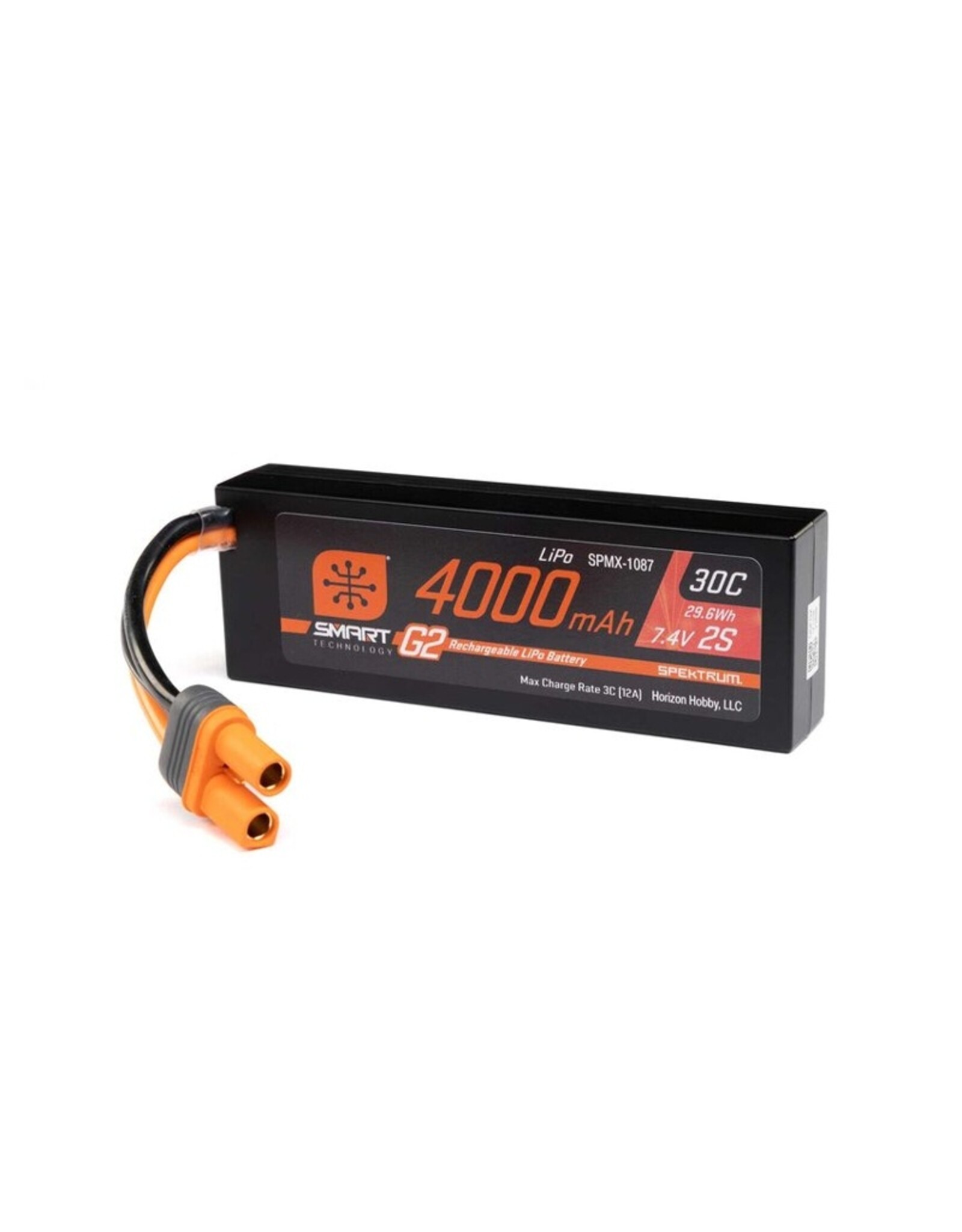 spektrtum SPMX-1087 7.4V 4000mAh 2S 30C Smart G2 Hardcase LiPo Battery: IC5