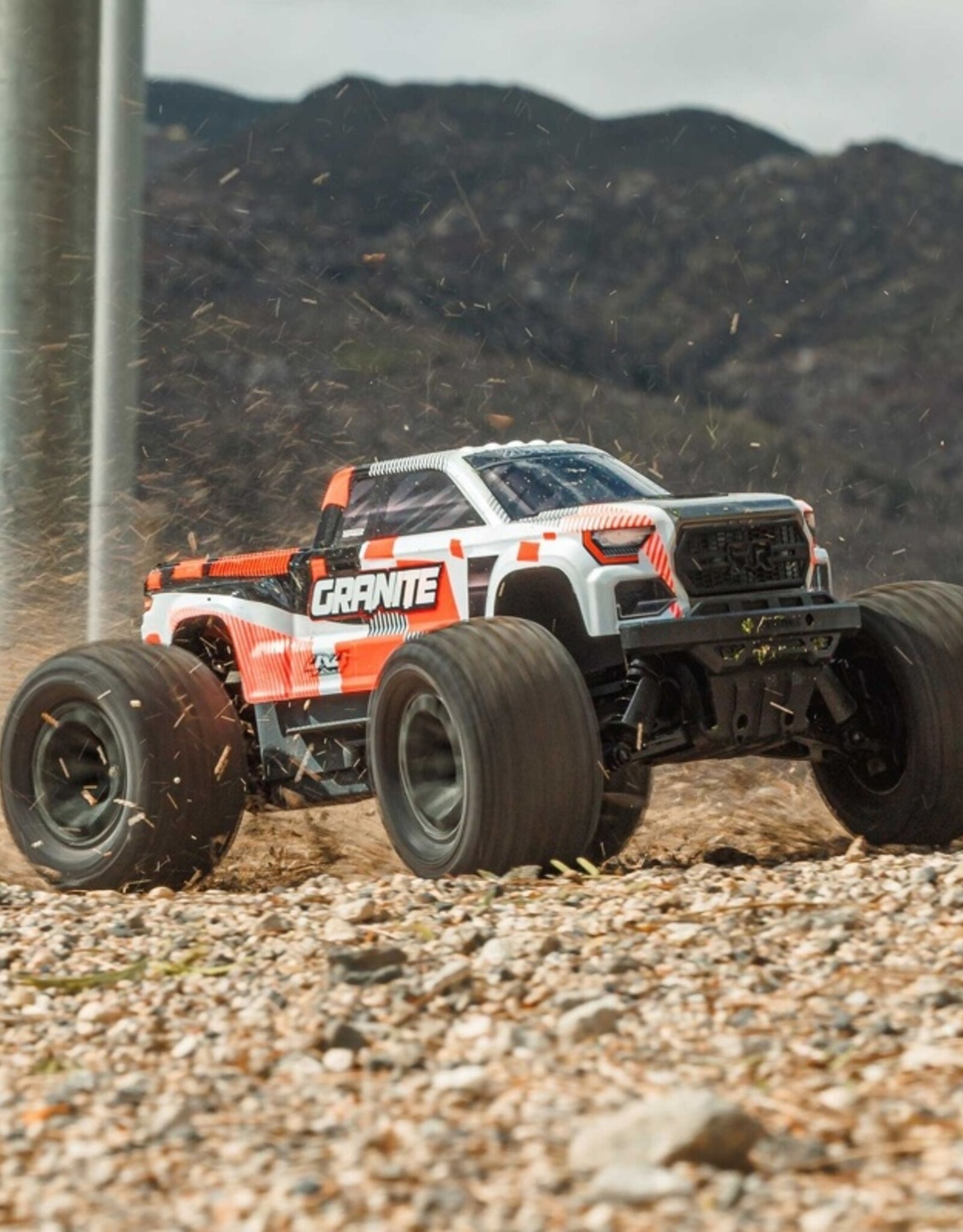 Arrma ARA4202V4T3 1/10 GRANITE MEGA 665 4X4 RTR Brushed Monster Truck, Orange