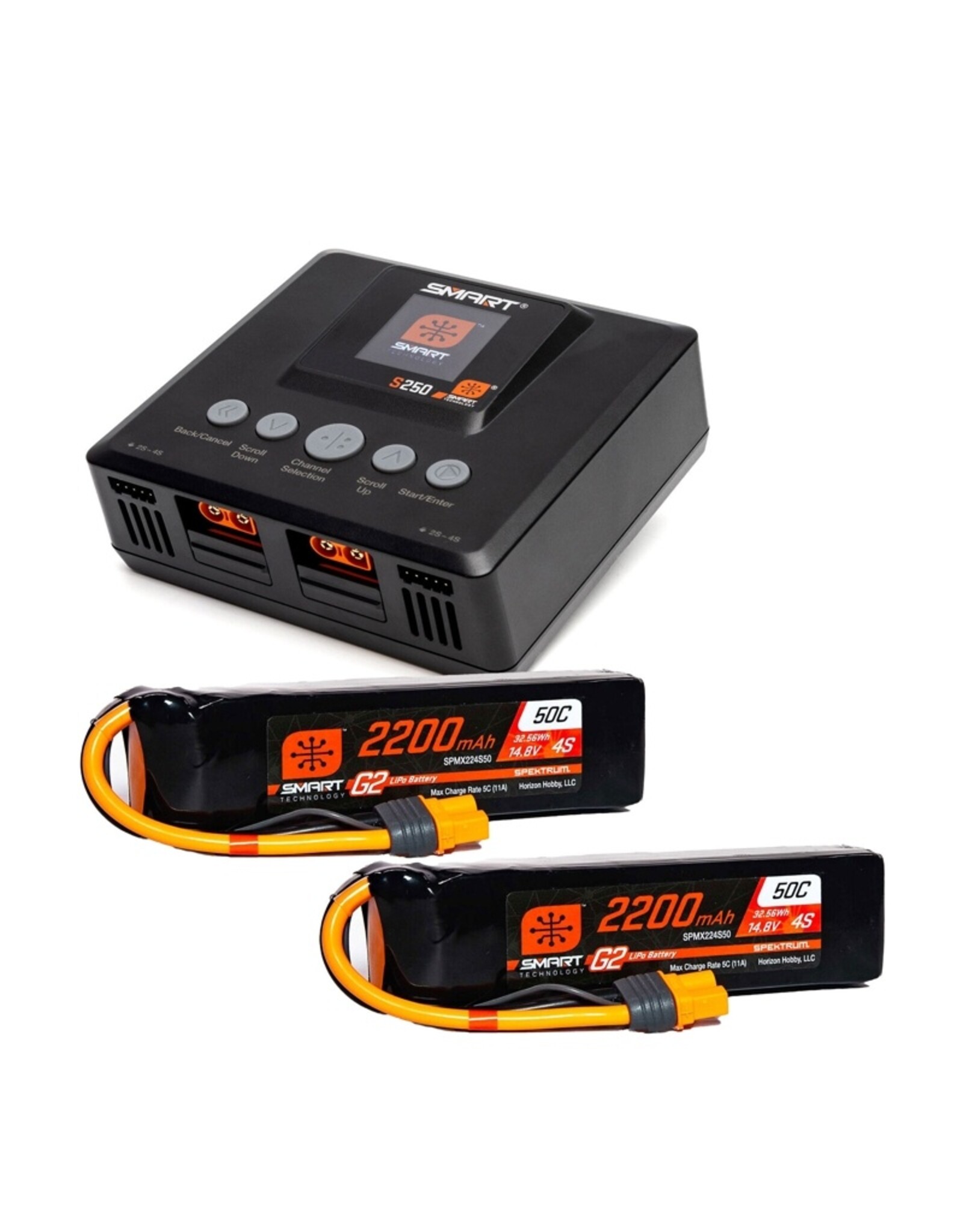 spektrum SPMXPSA500 Smart Powerstage Air Bundle: G2 2200mAh 4S 50C LiPo IC3 & S250 Charger (2)