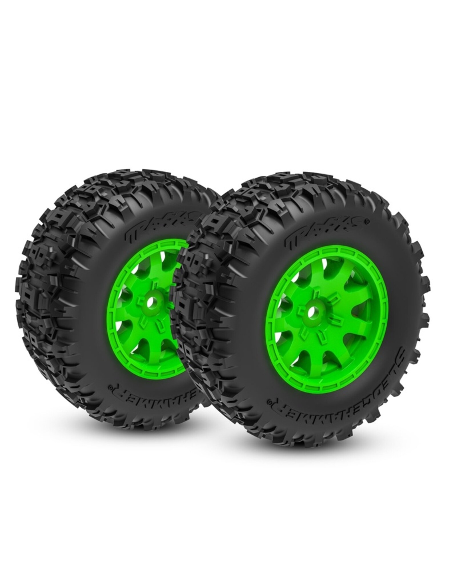 Traxxas TRA10770-GRN Green Rear Wheels w/ Sledgehammer Tires (2)
