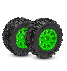 Traxxas TRA10770-GRN Green Rear Wheels w/ Sledgehammer Tires (2)